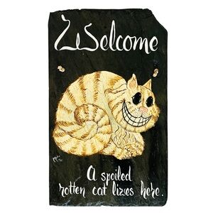 Cheshire Cat Welcome Slate Hanging Sign